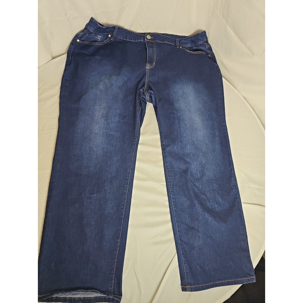Avenue Womens Straight Leg Jeans 26A Blue Denim Cotton Stretch Plus Size Classic